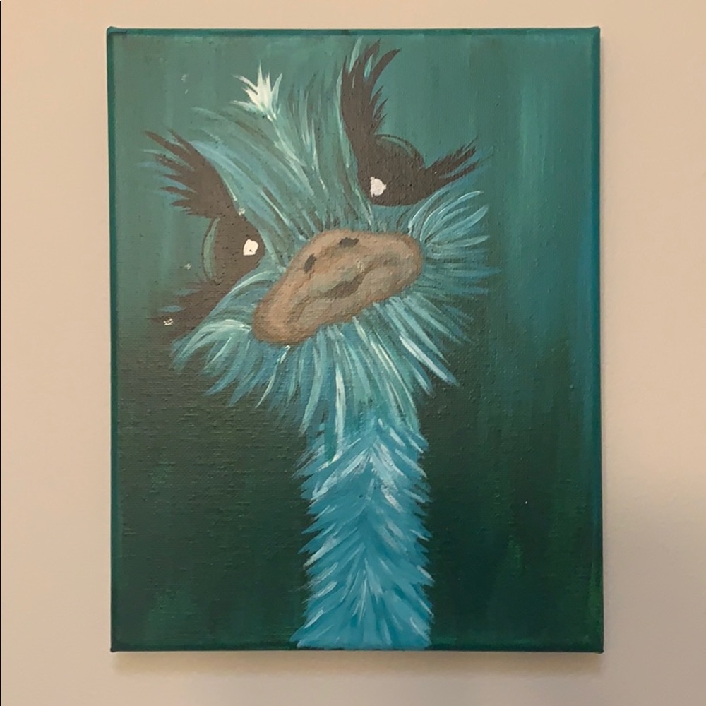 Handmade Canvas Paintings Ostrich Set of 2